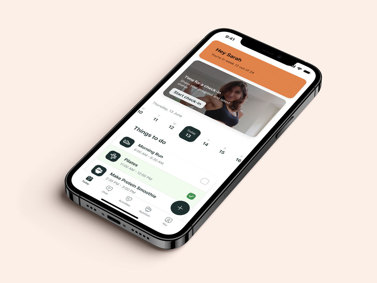 A mockup of the coaching app showcasing the features.